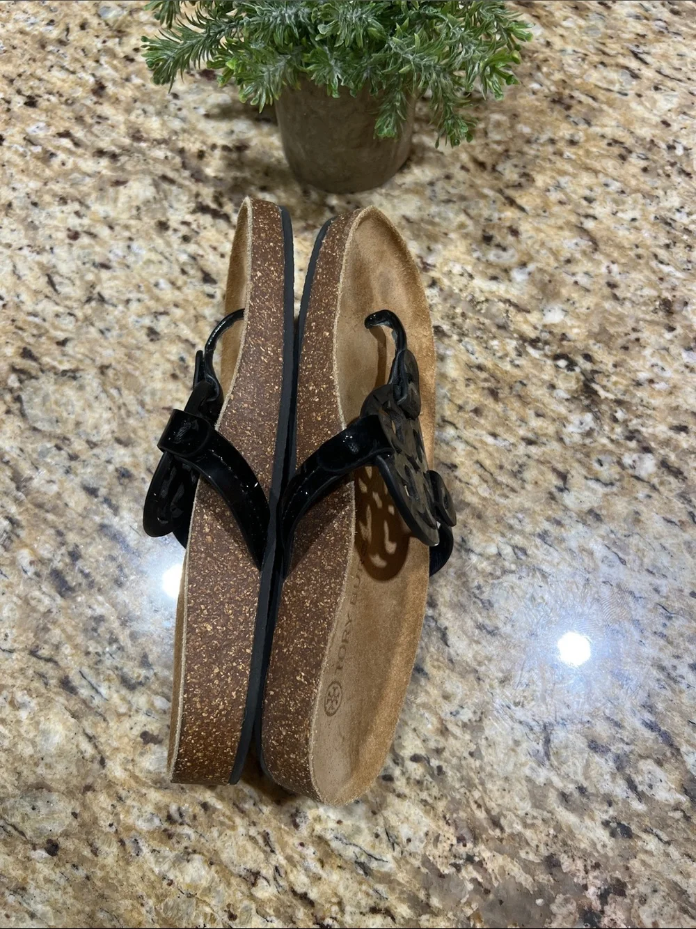 Tory Burch Black/Natural Miller Cloud Sandals 6M